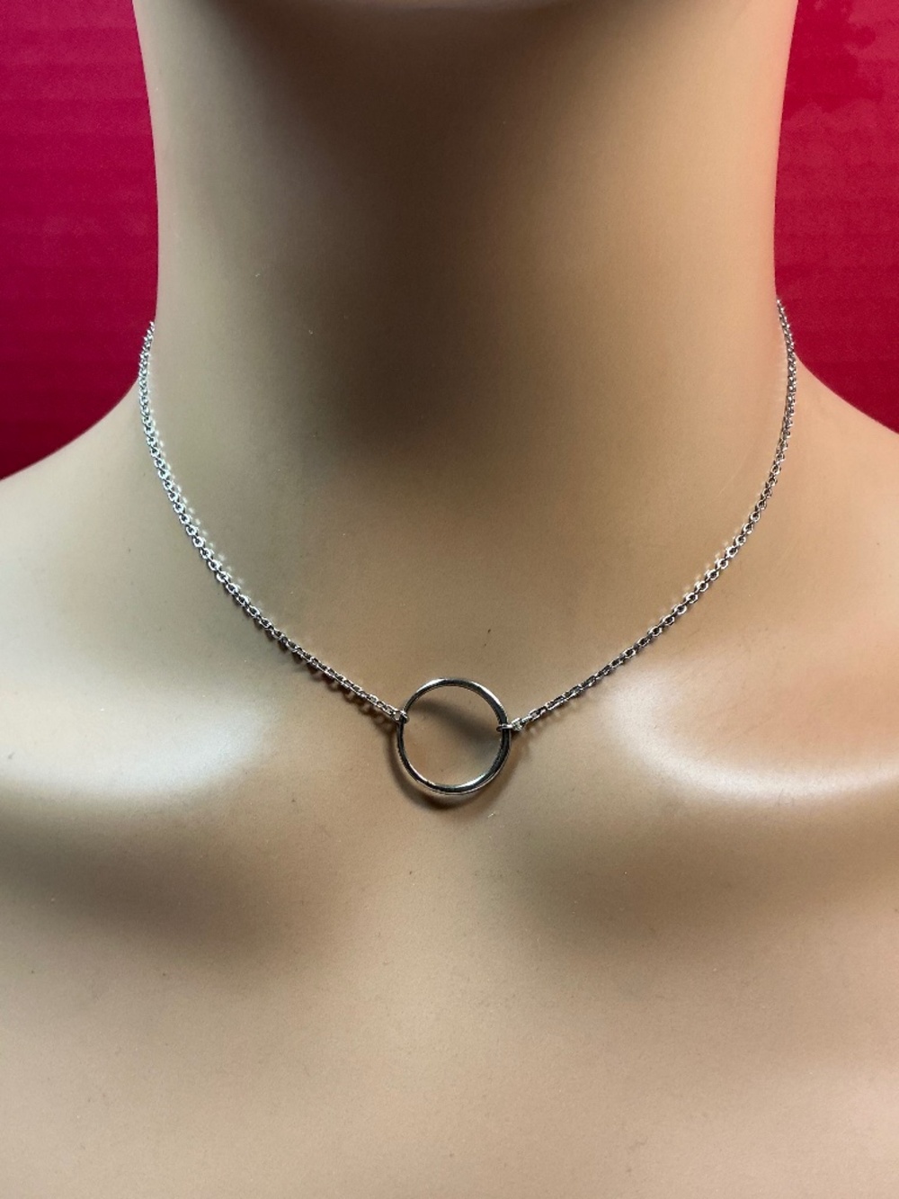 Sterling Silver Circle Pendant Necklace. 13 to 16 inches long